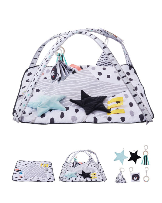 Baby Play Gym Mat Tummy Time Activity Mat with 6 Sensory Toys 34.4" x 34.4