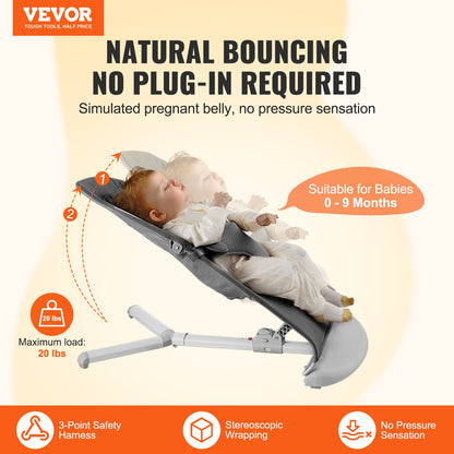 Baby Bouncer Folding Bouncer Seat Stol för spädbarn med 2 lutningsvinklar
