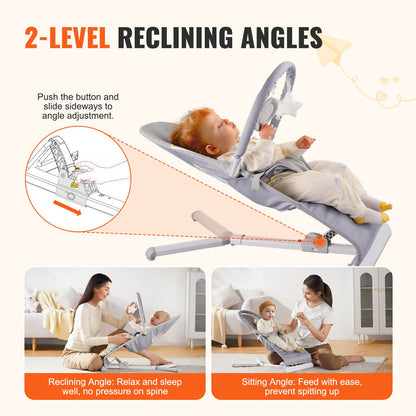 Baby Bouncer Folding Bouncer Seat Stol för spädbarn 0-9 månader med leksaksstång