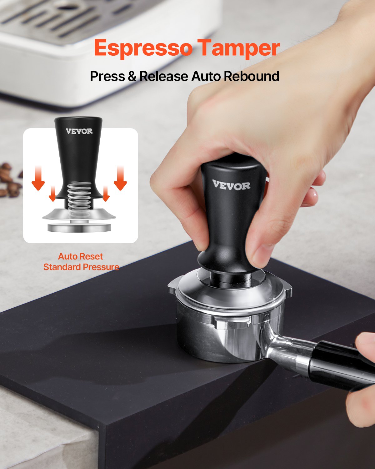58mm Espresso Tamper Stainless Steel Coffee Tamper with Spring