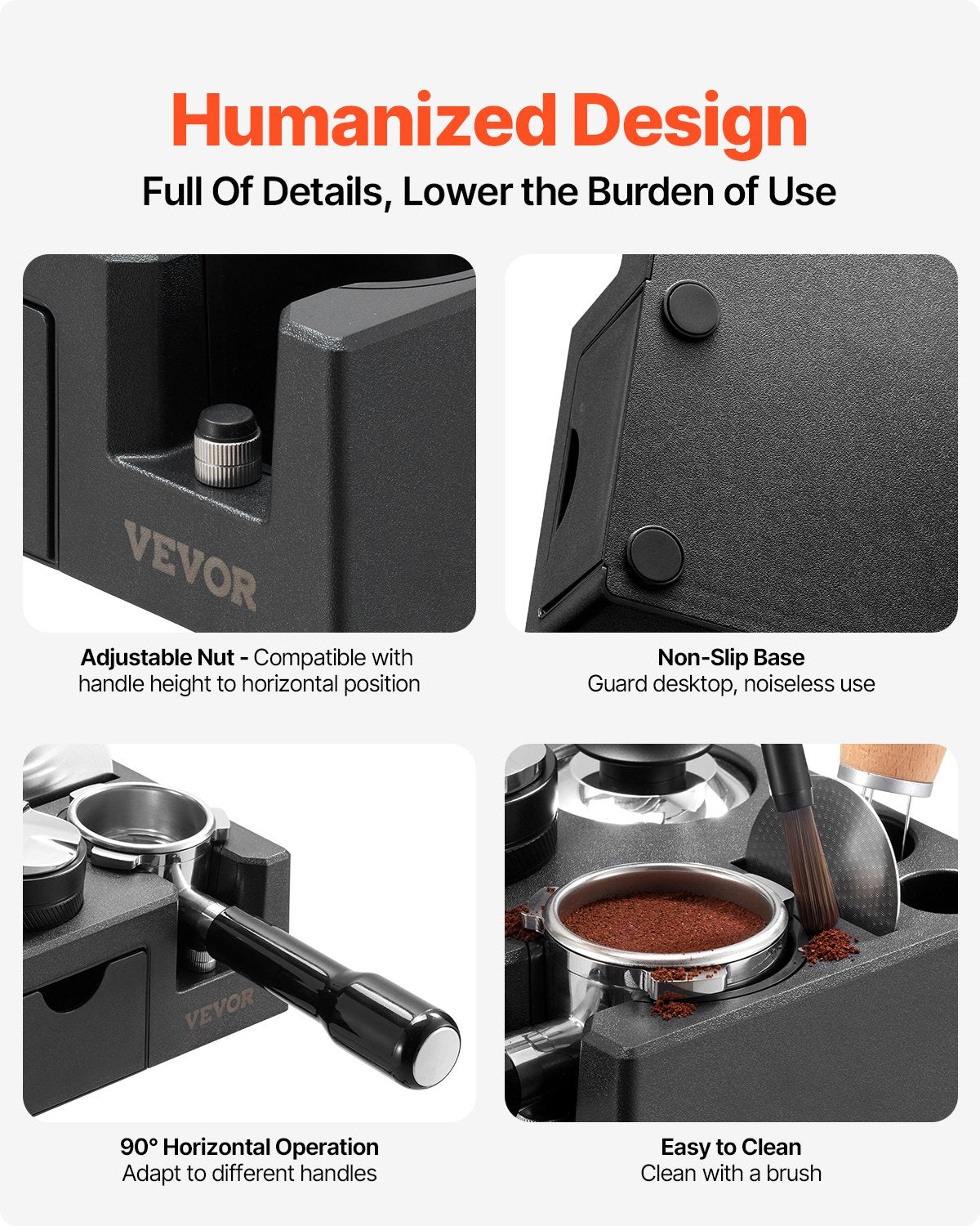 ABS Espresso Tamping Station 51-58 mm Station with removable track