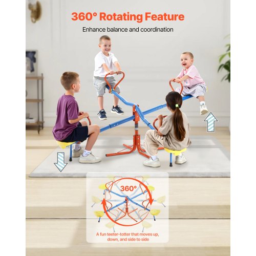 Seesaw for children, 2-4 people, 50 kg capacity, 360 degree rotating seesaw, age 3+