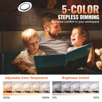 5X golvförstoringsglas med ljus och stativ flexibel svanhals LED
