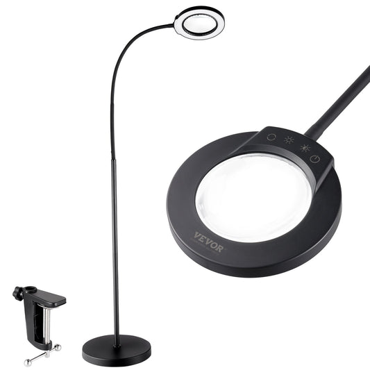 5X golvförstoringsglas med ljus och stativ flexibel svanhals LED