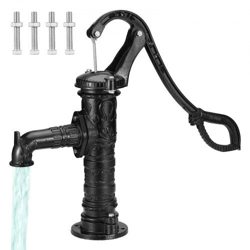 Antique Hand Water Pump 14.6 x 5.9 x 25.6 Inch Jug Pump with Handle Cast Iron Well Pump with Pre-Set 0.5" Holes for Easy Installation Old Fashion Jug Hand Pump for Garden Ponds Garden Black | EU