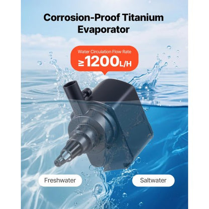 Akvariumkylare 200L 0,1 HP Vattenkylare Hydroponiskt Fisktank