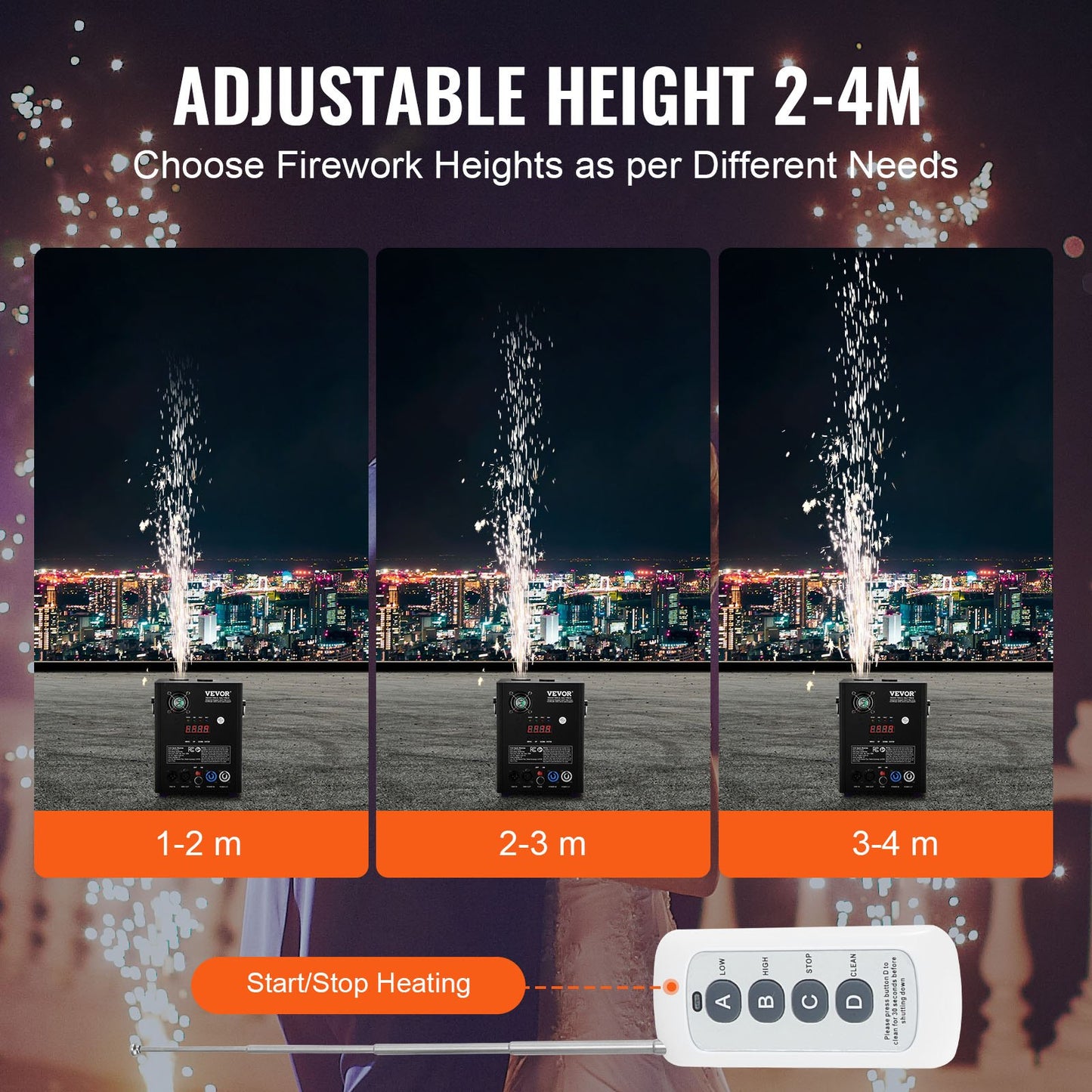 Cold Spark Firework Machine x4 500W 2-4M Scen DJ Bröllopsfest