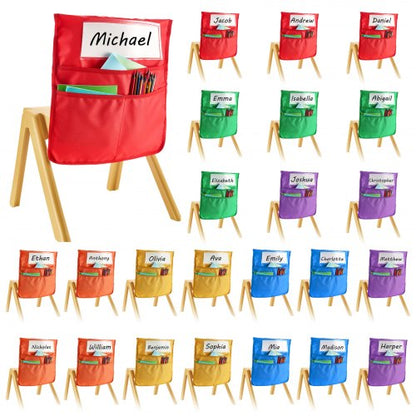 Stolfickor för klassrum 24-pack sittfickor med namnbricka flerfärgad