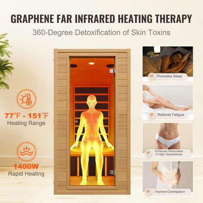 Ferninfrarot-Sauna aus Holz, Home Spa für 1 bis 2 Personen, 1400 W