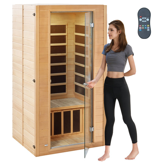 Far Infrared Trä Bastu Rum Hem Spa för 1 till 2 Person 1400W