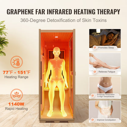 Far Infrared Trä Bastu Rum Hem Bastu Spa för 1 Person1140W