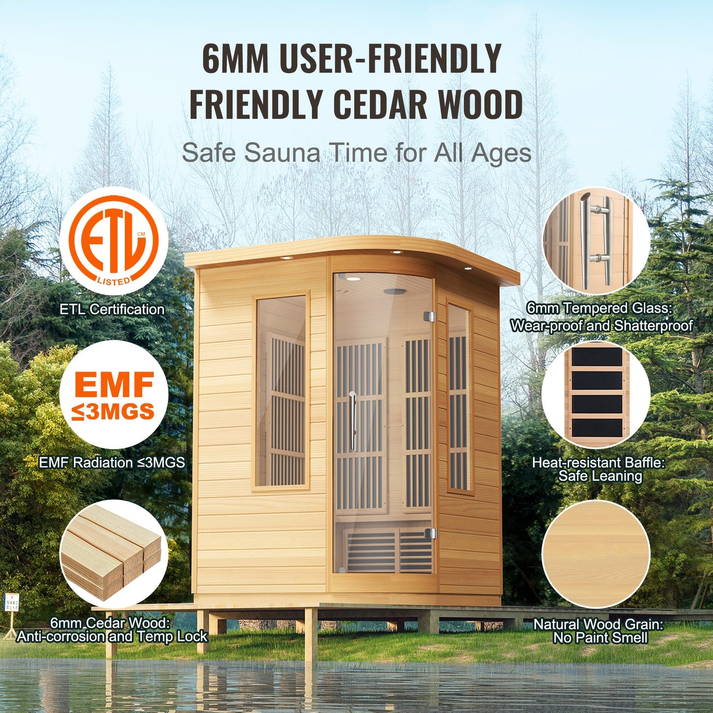 Ferninfrarot-Holzsauna, Heimsauna, Spa für 2 Personen, 1850 W