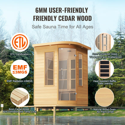Ferninfrarot-Holzsauna, Heimsauna, Spa für 2 Personen, 1850 W