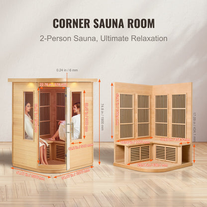 Ferninfrarot-Holzsauna, Heimsauna, Spa für 2 Personen, 1850 W