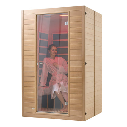 Far Infrared Trä Bastu Rum Hem Bastu Spa för 2 Person 1800W