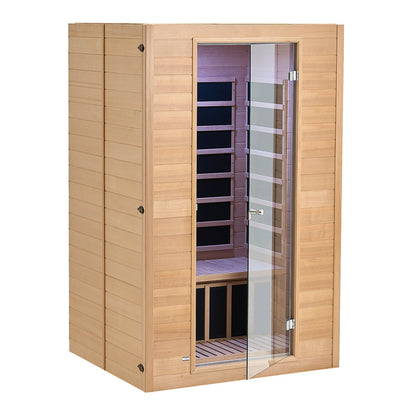 Far Infrared Trä Bastu Rum Hem Bastu Spa för 2 Person 1800W