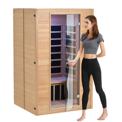 Far Infrared Trä Bastu Rum Hem Bastu Spa för 2 Person 1800W