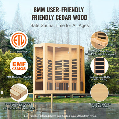 Ferninfrarot-Sauna aus Holz, Heimsauna, Spa für 3 bis 4 Personen, 2470 W