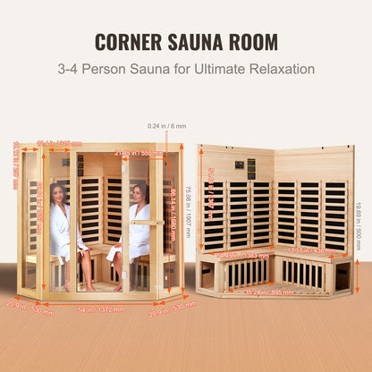 Ferninfrarot-Sauna aus Holz, Heimsauna, Spa für 3 bis 4 Personen, 2470 W