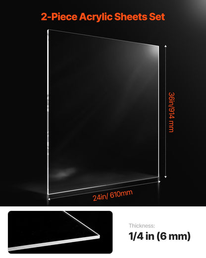 2-pack plexiglass acrylic sheets 24 x 36 inch plastic sheets 1/4 inch thick