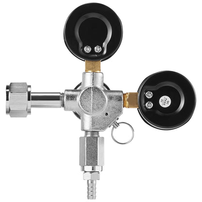 Double Gauge Regulator, CO2 Regulator Gauge with 0-60PSI, Heavy Duty CO2 Gauge Gas System, Fat Beer Regulator with Check Valve, Adjustable Pressure Regulator for Fat Beer Homebrew, CGA320