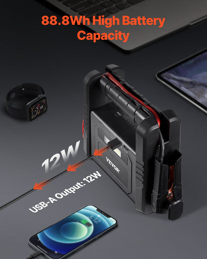 Jump Starter 4000A 88.8Wh Lithium Booster Jumper Box Portable Power Bank