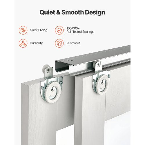 Skjutdörr till garderob, 1219 mm (dubbel 635 mm) x 2032 mm, 5-liters skjutdörrar i frostat glas med beslag, massivt trä och MDF-skiva med vattentät PVC-yta för garderober i sovrum |  EU