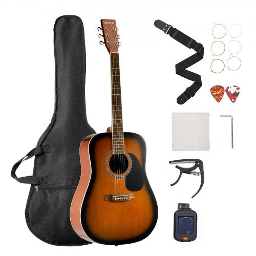41-tums Dreadnought Akustisk Gitarr Nybörjarpaket Gigbag Vuxen Sunburst