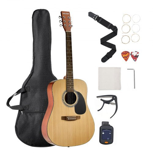 41-tums Dreadnought Akustisk Gitarr Natural Nybörjarpaket Gigbag Vuxen