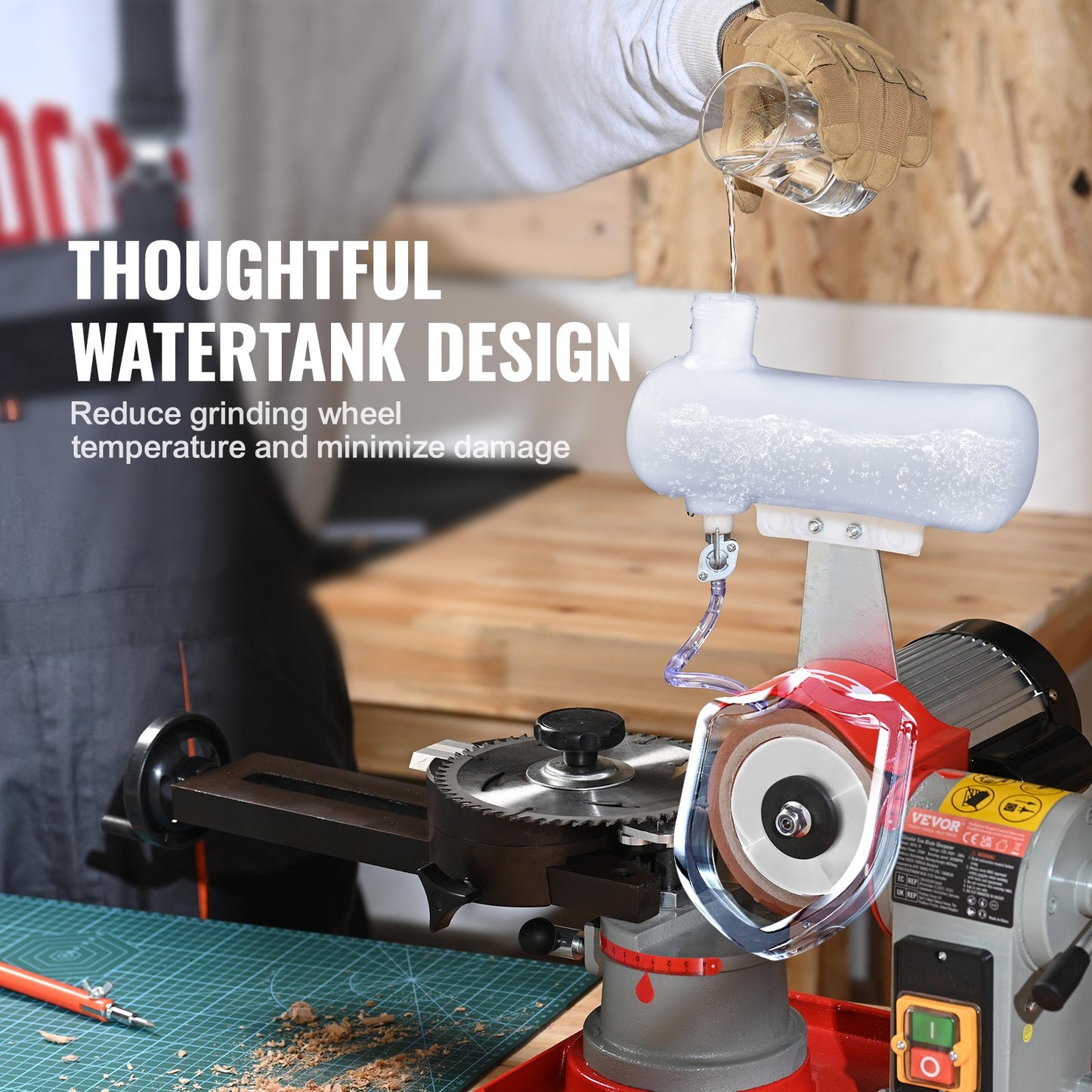 Cirkelsågslipslip 370W 3600RPM med vattentank 5" hjul
