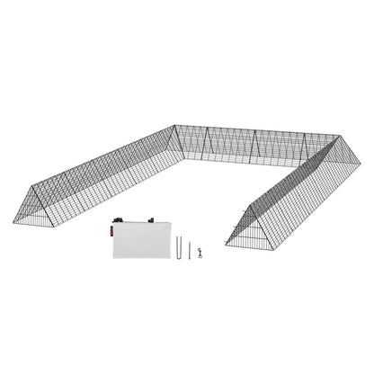 Kycklingtunnlar, 236,2 x 157,5 x 24,2 tum (LxBxH) kycklingtunnlar för gården, bärbara kycklingtunnlar för utomhus med hörnramar, 2 set, lämplig för kycklingar, ankor, kaniner
