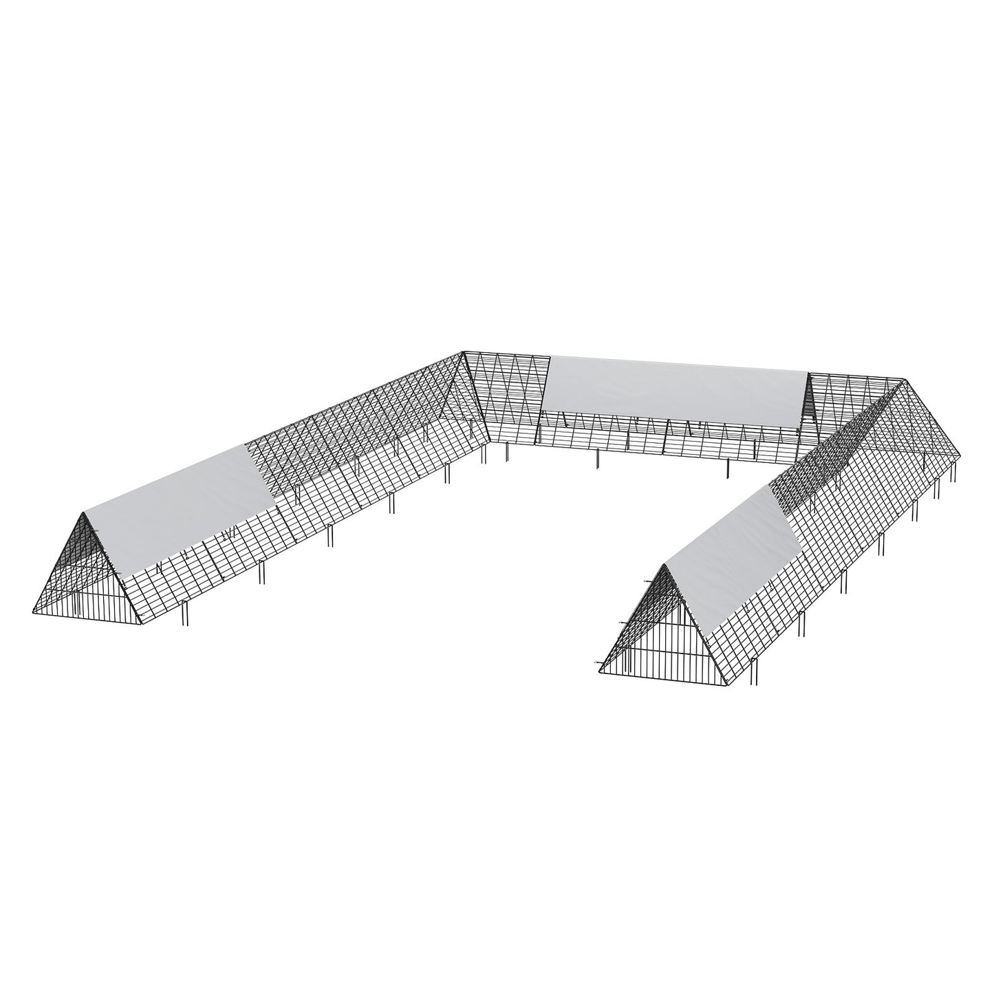 Kycklingtunnlar, 236,2 x 157,5 x 24,2 tum (LxBxH) kycklingtunnlar för gården, bärbara kycklingtunnlar för utomhus med hörnramar, 2 set, lämplig för kycklingar, ankor, kaniner