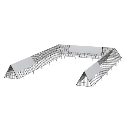 Kycklingtunnlar, 236,2 x 157,5 x 24,2 tum (LxBxH) kycklingtunnlar för gården, bärbara kycklingtunnlar för utomhus med hörnramar, 2 set, lämplig för kycklingar, ankor, kaniner