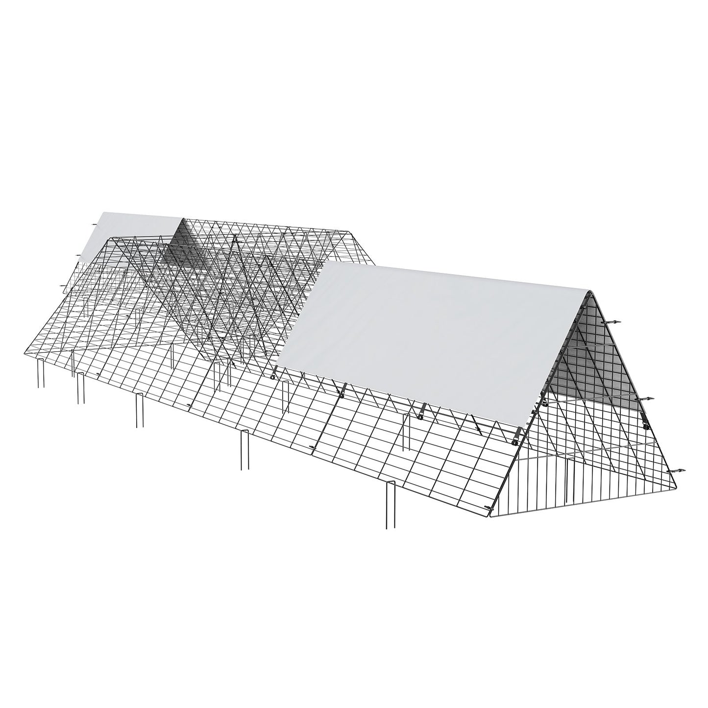 Kycklingtunnlar, 287 x 78,7 x 24,2 tum (LxBxH) kycklingtunnlar för gården, bärbara kycklingtunnlar för utomhus med hörnramar, 2 set, lämplig för kycklingar, ankor, kaniner