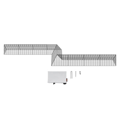 Kycklingtunnlar, 287 x 78,7 x 24,2 tum (LxBxH) kycklingtunnlar för gården, bärbara kycklingtunnlar för utomhus med hörnramar, 2 set, lämplig för kycklingar, ankor, kaniner