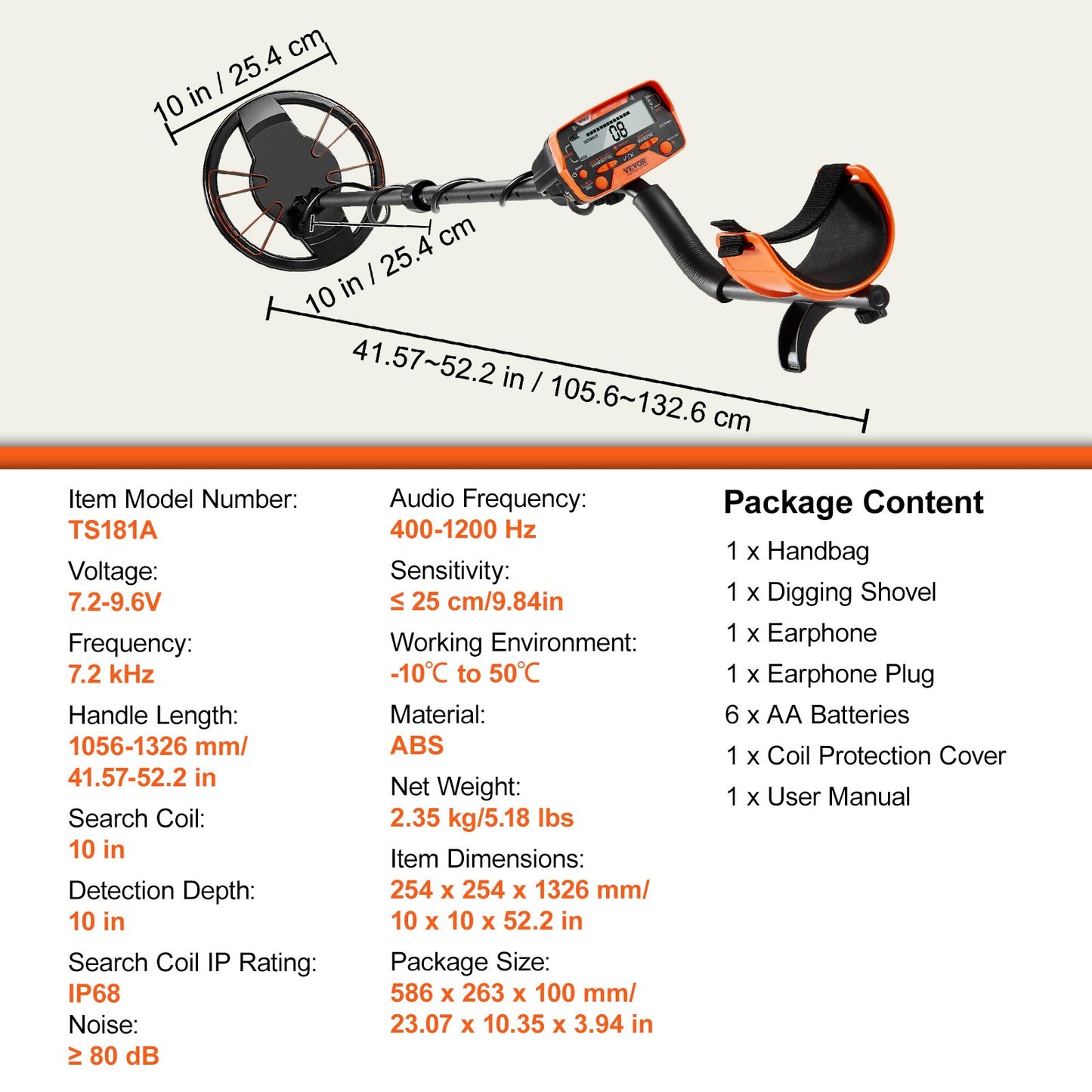 Metal Detector for Adults and Kids, 10-inch Waterproof Search Coil with LCD Display 7 Modes, Adjustable 41''-52'' Aluminum Stem, DSP Chip Higher Precision Gold Detector 10'' Detection Depth