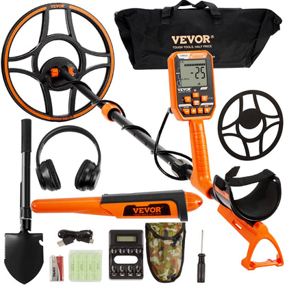 Vattentät metalldetektor, 12" spole, professionell uppladdningsbar gulddetektor, 39-50 tum Justerbar med LCD 7 lägen Advanced DSP Chip Bluetooth Headset, IP68 för att upptäcka guldskattjakt