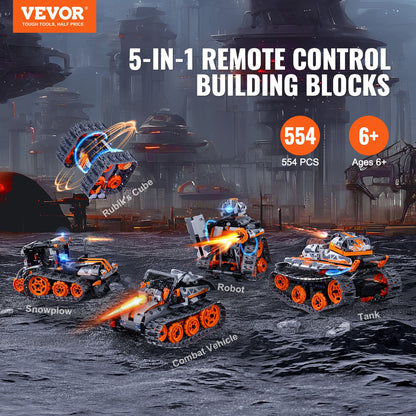 STEM Byggleksaker för barn 5 i 1 App & Fjärrkontroll Bil/Robot 554 PCS