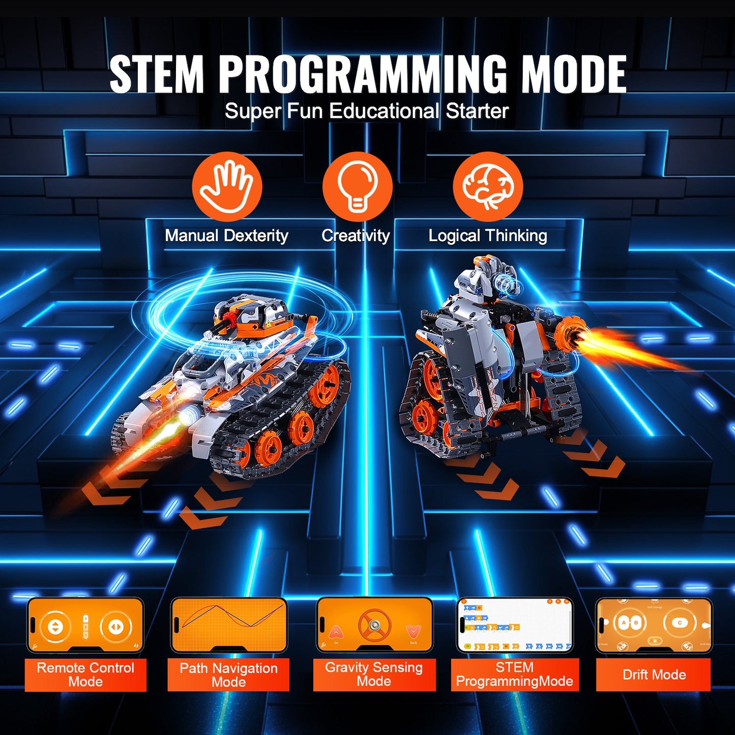 STEM Byggleksaker för barn 5 i 1 App & Fjärrkontroll Bil/Robot 554 PCS