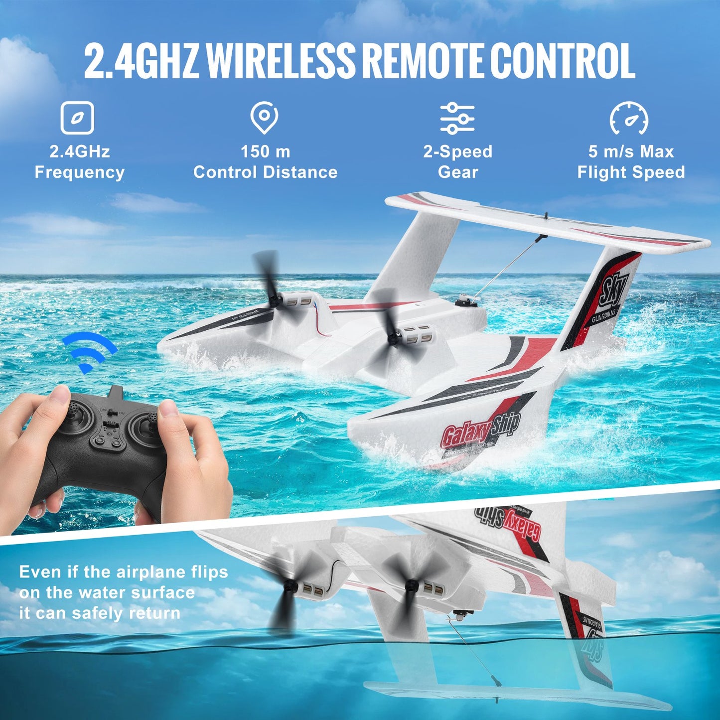 RC Airplane Amphibious EPP Foam RC Plane Toy with 2.4GHz Remote Control