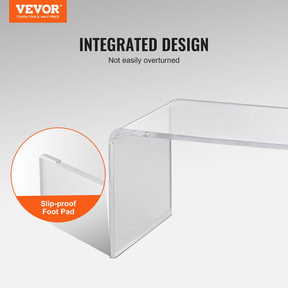 Acrylic Coffee Table, C-Shaped Clear Acrylic End Table, 16.3 Inch High Transparent Acrylic Side Table, for Coffee, Drink, Food, Snacks Used in Living Room, Courtyard, Terrace