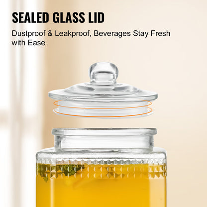 Dryckesdispenser, 1,5 gallon dryckesautomater för fester, juicedispenser i glas med stativ, tapp i rostfritt stål, iste lemonad juice vattendispenser, för restauranger, hotell, fester