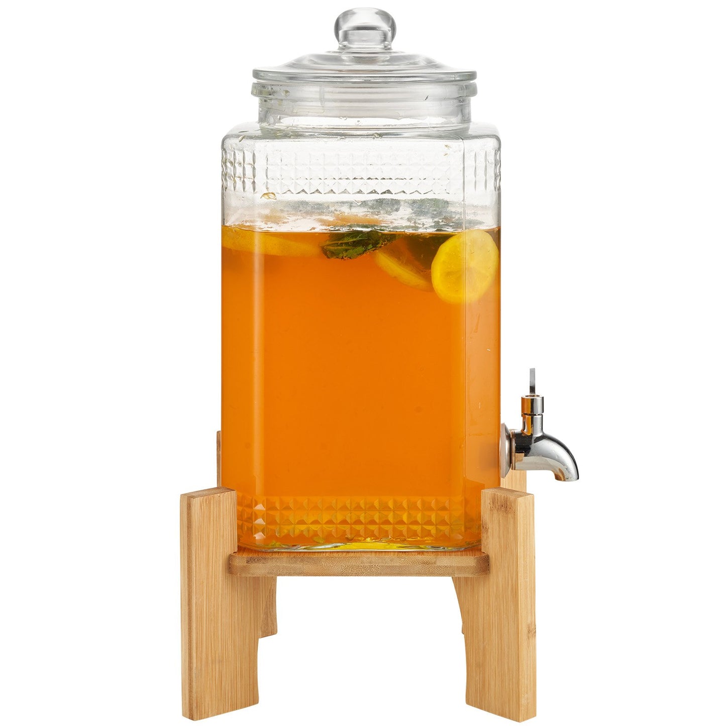 Dryckesdispenser, 1,5 gallon dryckesautomater för fester, juicedispenser i glas med stativ, tapp i rostfritt stål, iste lemonad juice vattendispenser, för restauranger, hotell, fester