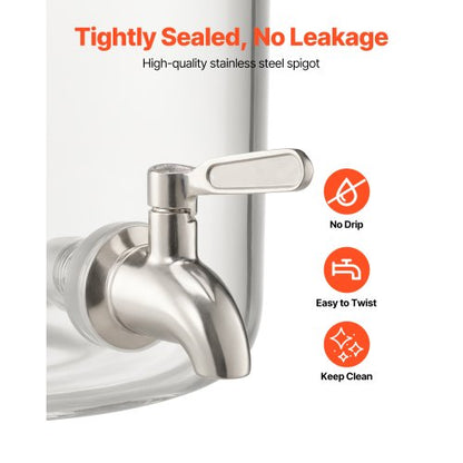 Drinks Dispenser 8L Drinks Dispenser for Parties Glass with Stand