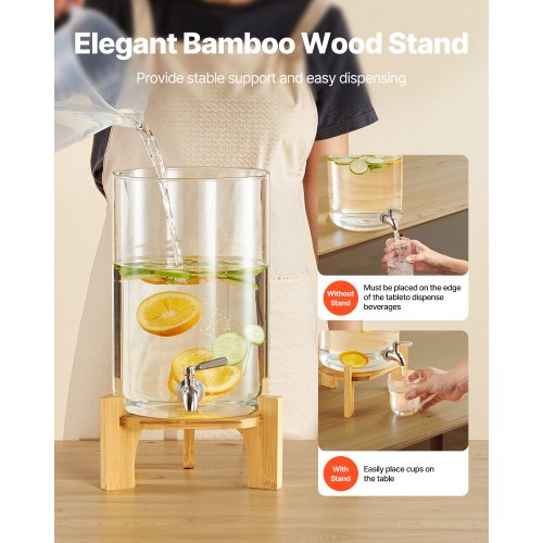 Drinks Dispenser 8L Drinks Dispenser for Parties Glass with Stand
