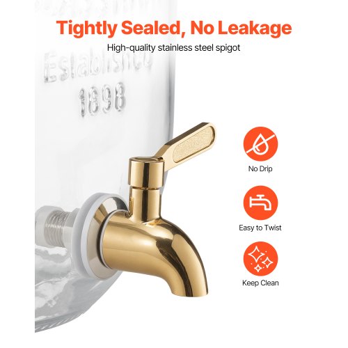 Drinks Dispenser 8L Drinks Dispenser for Parties Glass with Stand 2 PCS