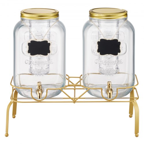 Drinks Dispenser 8L Drinks Dispenser for Parties Glass with Stand 2 PCS