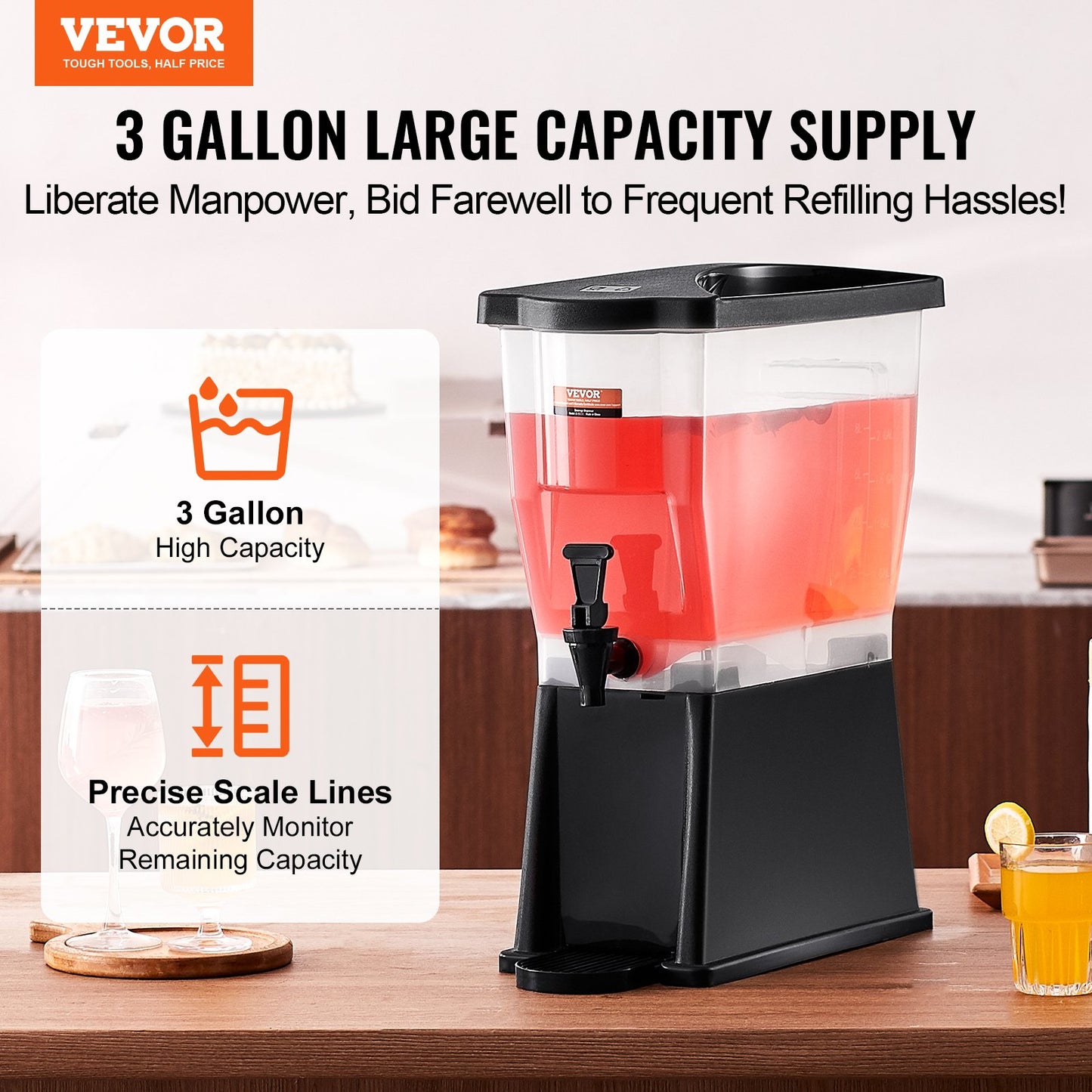 Beverage Dispenser, 3 gallon dryckesdispenser för fester, Juice Dispenser i plast med tapplock, Iced Tea Lemonade Juice Water Dispenser, för restauranger, hotell, fester