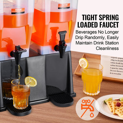 Dryckesdispenser, 3 gallon x 2 dryckesdispenser för fester, Juicedispenser i plast med lock, iste Lemonad Juice Water Dispenser, för restauranger, hotell, fester