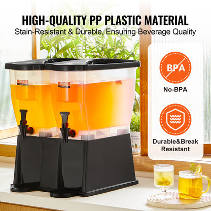 Dryckesdispenser, 3 gallon x 2 dryckesdispenser för fester, Juicedispenser i plast med lock, iste Lemonad Juice Water Dispenser, för restauranger, hotell, fester
